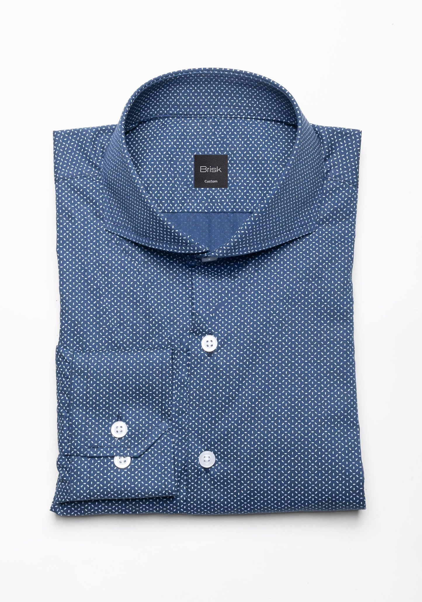 Crisp Navy Blue Print Shirt Wrinkle-Resistant