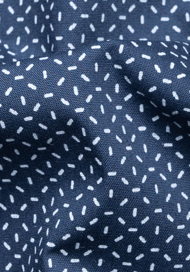 Crisp Navy Blue Print Wrinkle-Resistant