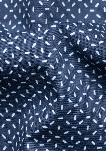 Crisp Navy Blue Print Wrinkle-Resistant