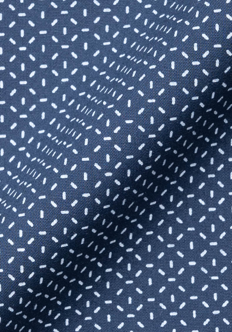 Crisp Navy Blue Print Wrinkle-Resistant