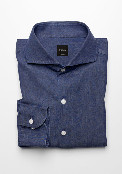 DENIM RINSE WASH SHIRT - CUT AWAY EXTREME COLLAR