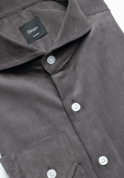 Charcoal Fine Wale Corduroy Shirt