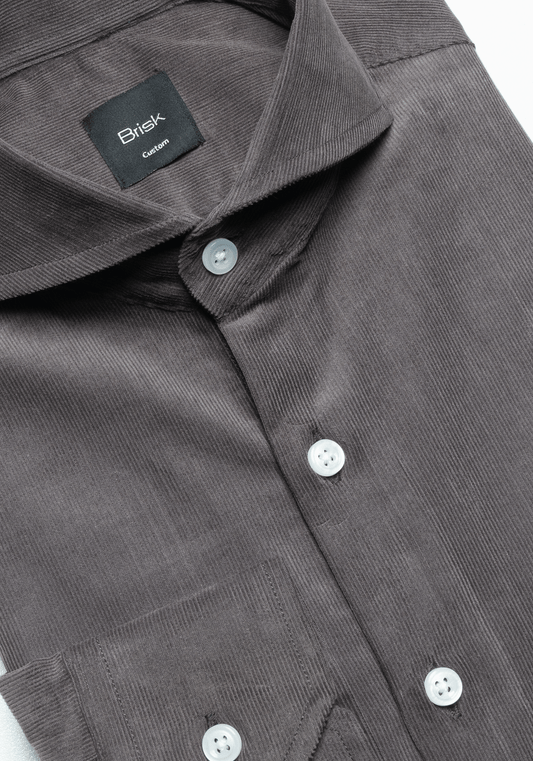 Charcoal Fine Wale Corduroy Shirt