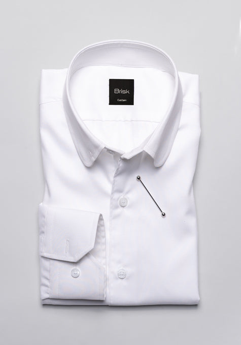 WHITE CLUB COLLAR SHIRT - PIN COLLAR