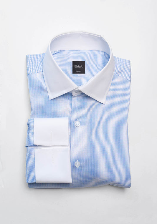 Fine Navy Blue Mini Boxes Shirt - Sale