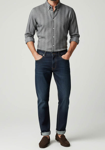 Bold Charcoal Stripes Light-weight Shirt - Button Down