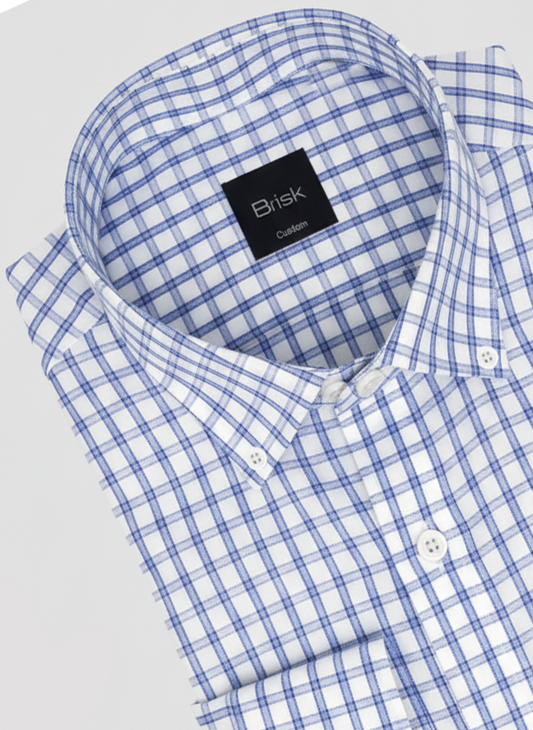 Classic Blue Checkered Shirt - Wrinkle Free