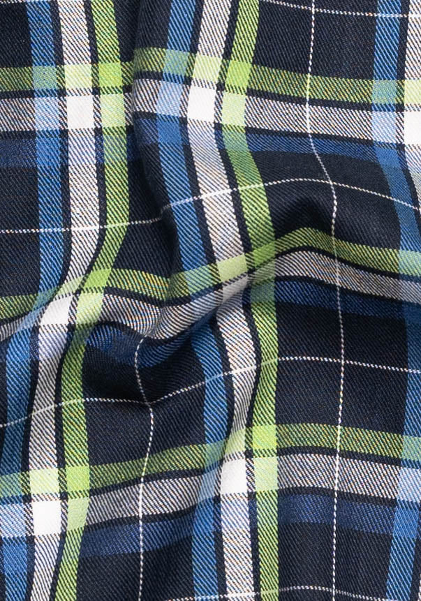 Green Blue Fine Tartan Flannel