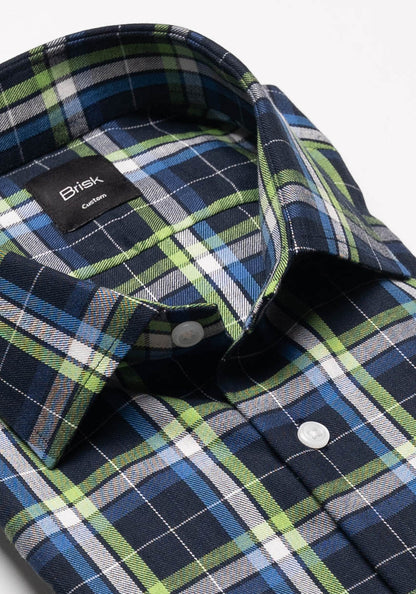 Green Blue Fine Tartan Flannel Shirt-1