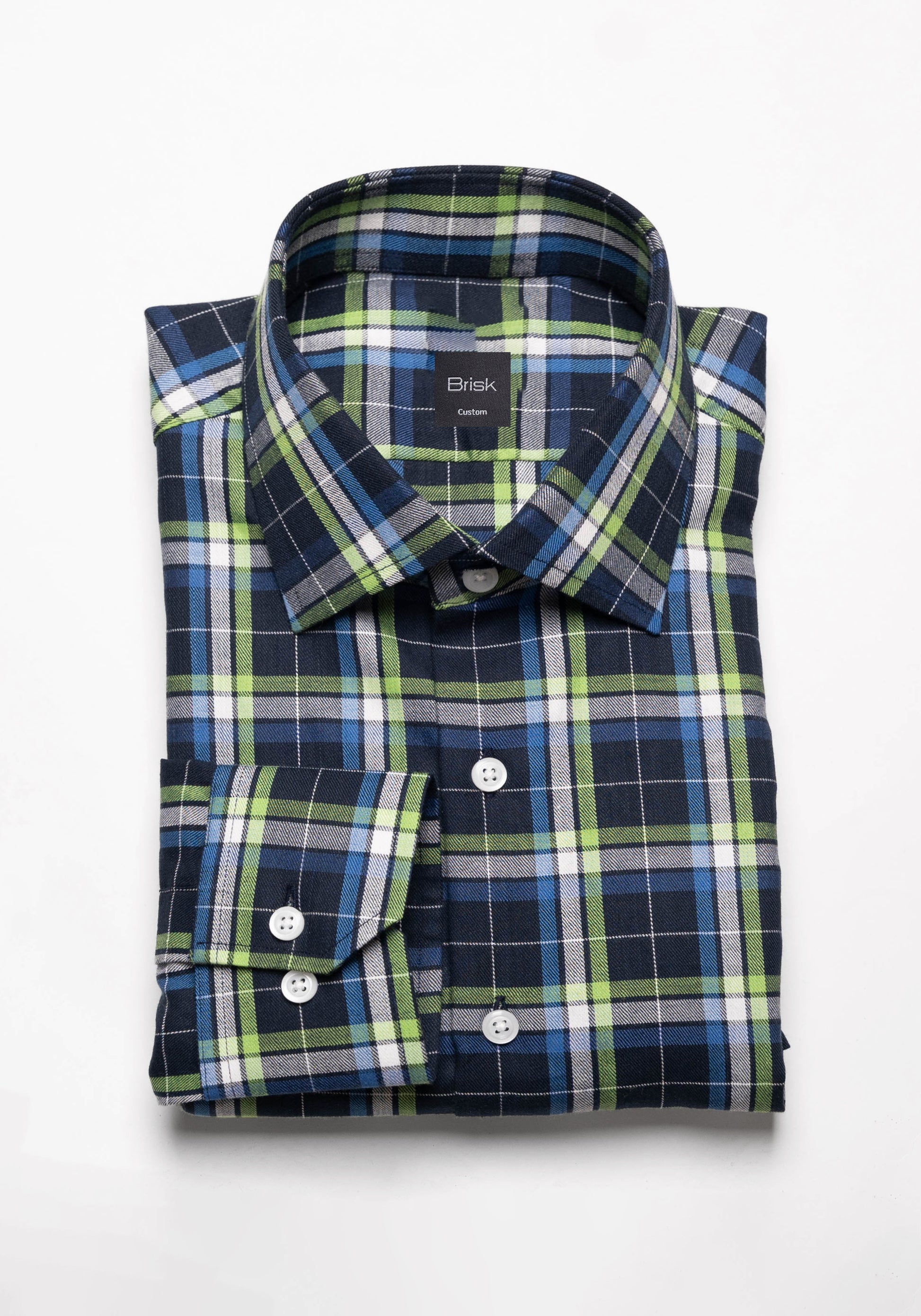 Green Blue Fine Tartan Flannel Shirt-1