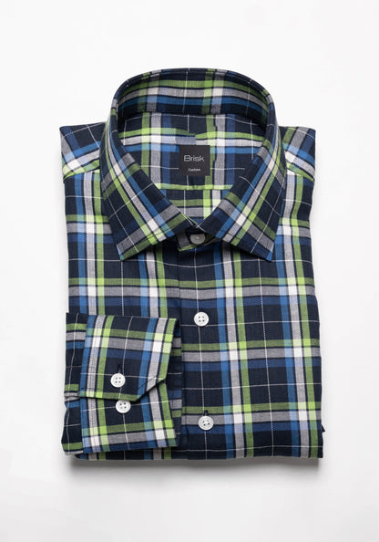 Green Blue Fine Tartan Flannel Shirt-1