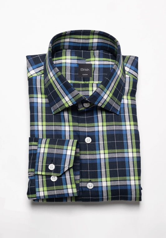Green Blue Fine Tartan Flannel Shirt-1
