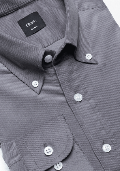 Grey Fine Wale Corduary Shirt