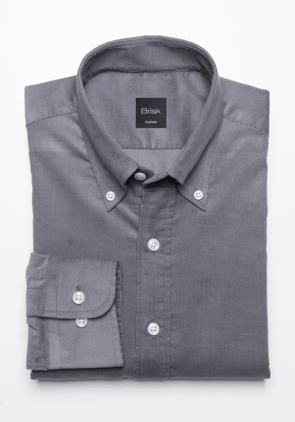 Grey Fine Wale Corduary Shirt