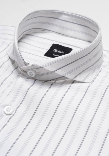 Grey On White Heavy Stretch Stripes-Easy Care Shirt