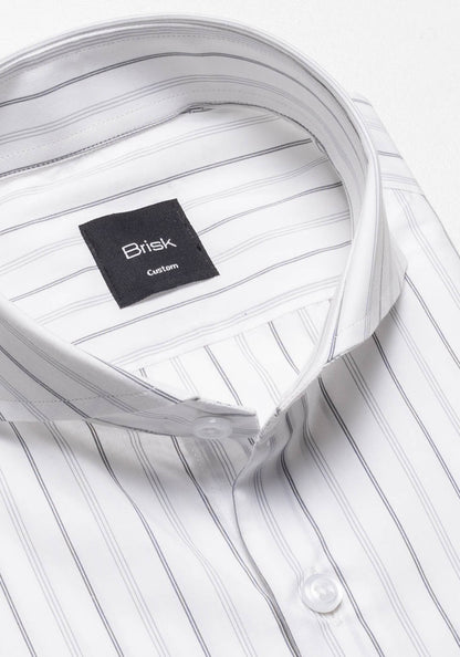 Grey On White Heavy Stretch Stripes-Easy Care Shirt