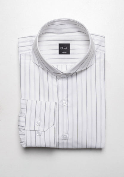 Grey On White Heavy Stretch Stripes-Easy Care Shirt