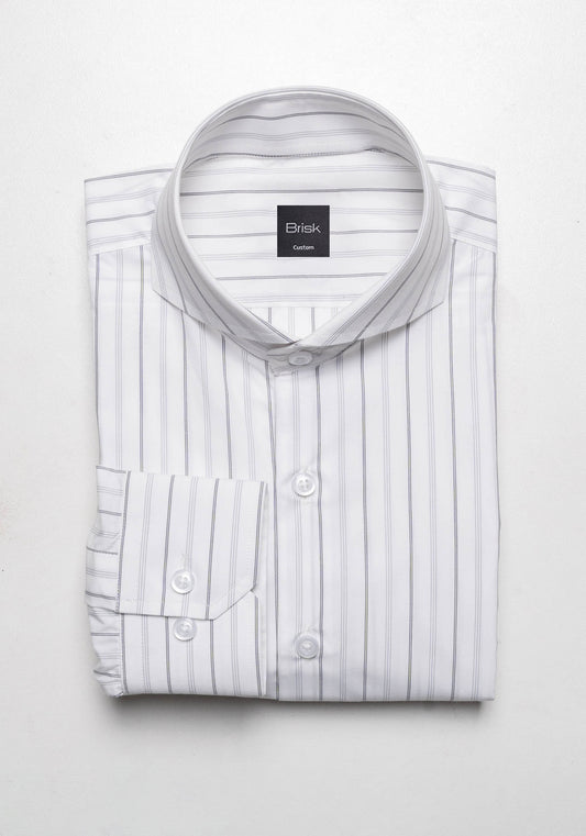 Grey On White Heavy Stretch Stripes-Easy Care Shirt