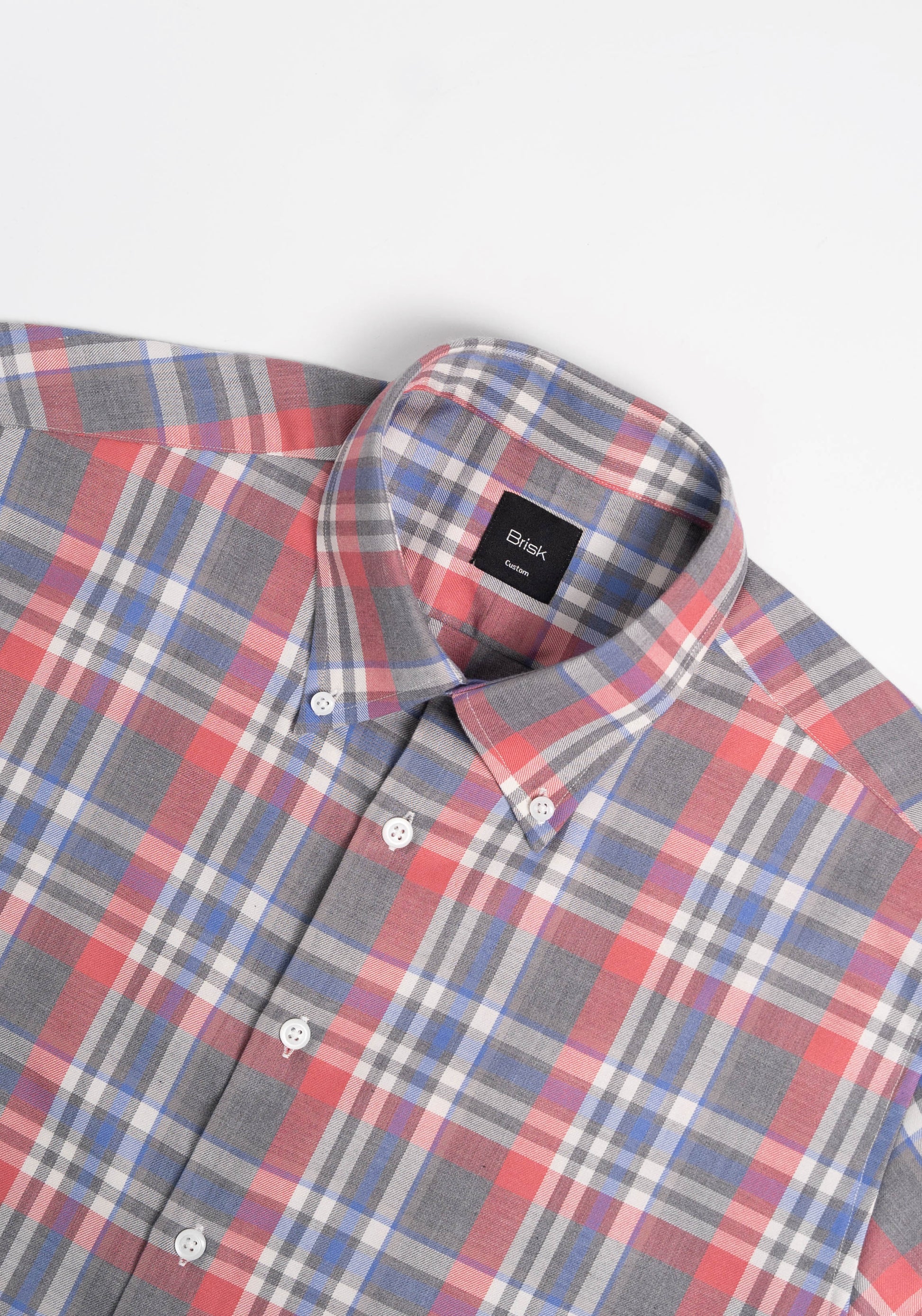 Light Grey Salmon Brushed Poly/Cotton Shirt - Wrinkle Free-2