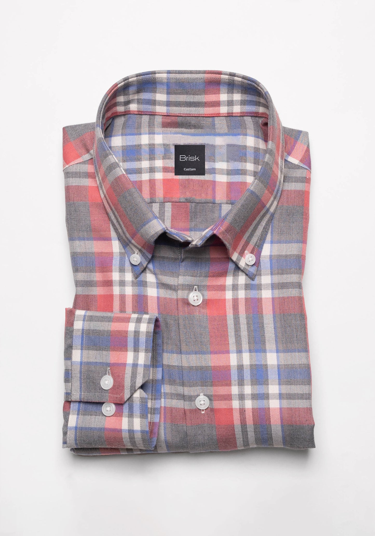 Light Grey Salmon Brushed Poly/Cotton Shirt - Wrinkle Free