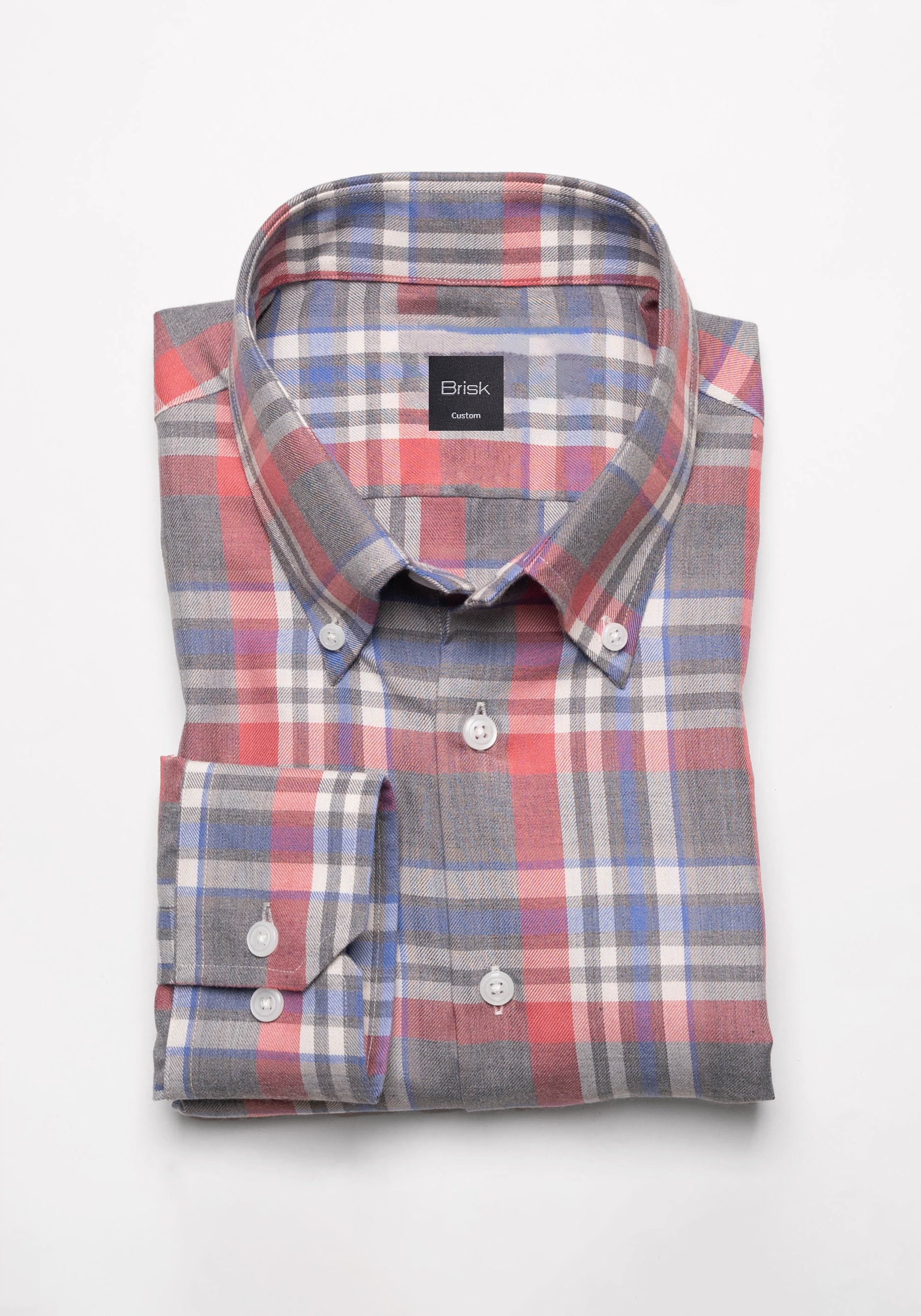 Light Grey Salmon Brushed Poly/Cotton Shirt - Wrinkle Free