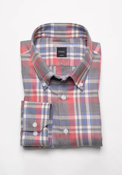 Light Grey Salmon Brushed Poly/Cotton Shirt - Wrinkle Free