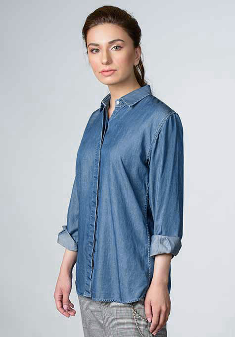 DENIM MEDIUM WASHED SHIRT