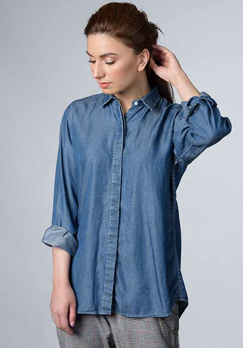 DENIM MEDIUM WASHED SHIRT