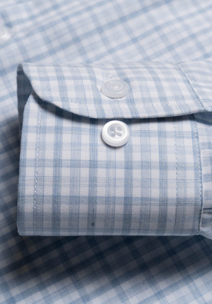 Melange Blueish Grey Gingham Shirt