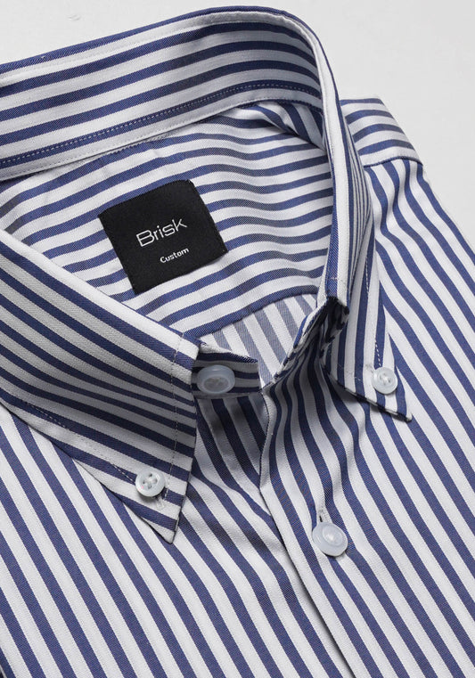 Navy Blue Flowy Bengal Stripes Shirt - Wrinkle Resistant
