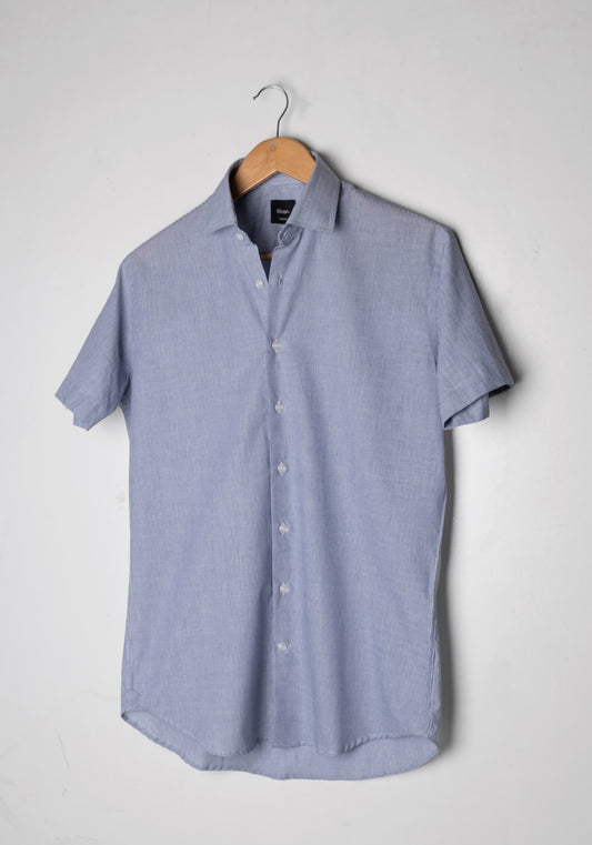 Navy Blue Stripes Light-Weight Half Sleeves Shirt