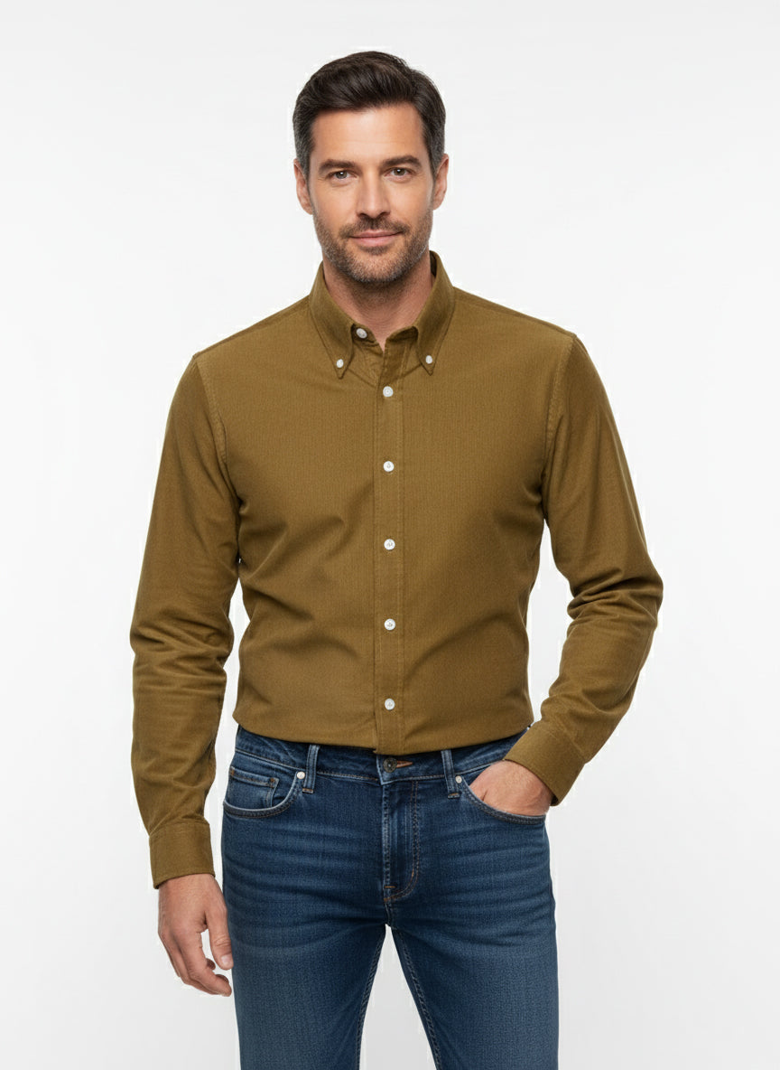 Olive Green Soft Corduroy Shirt