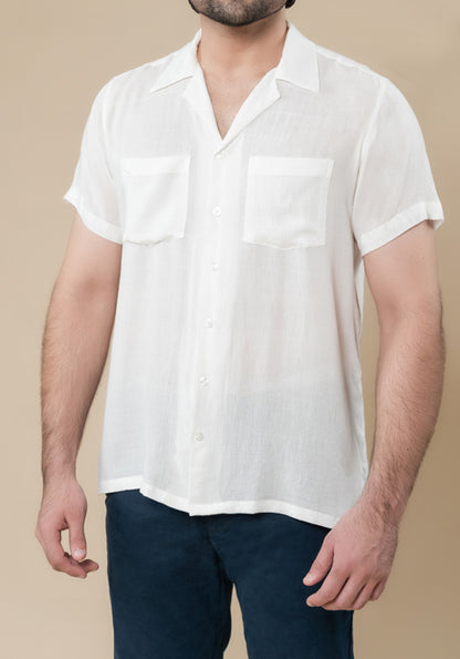 Pearl White Air Resort Crinkled Shirt - Sale
