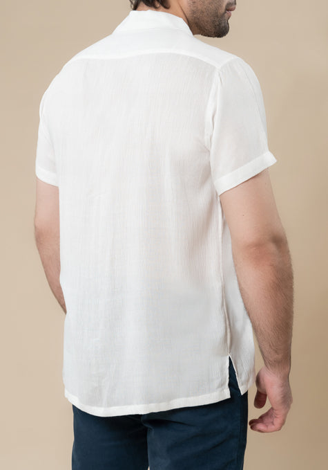 Pearl White Air Resort Crinkled Shirt - Sale