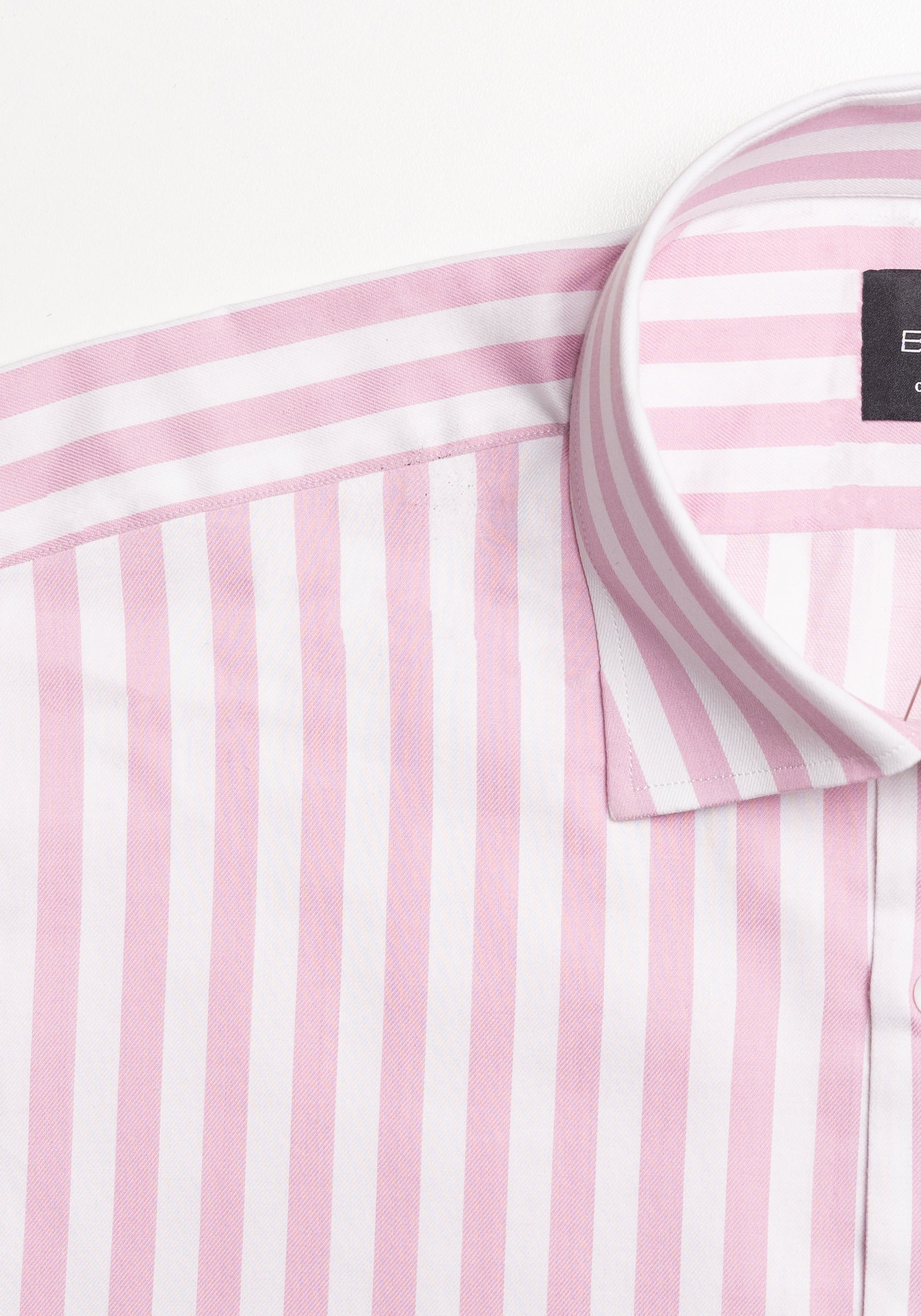 Pink Bold Twill Stripes Pima Cotton Shirt-2