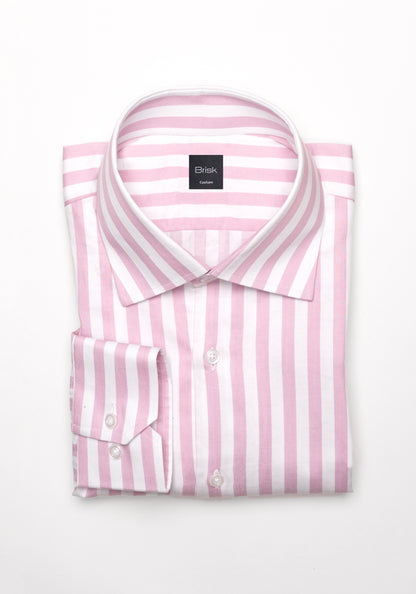 Pink Bold Twill Stripes Pima Cotton Shirt