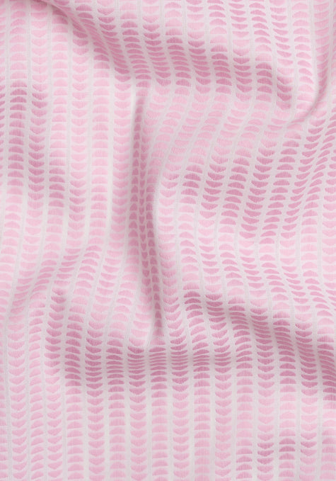 Pink On White Structured Stripes Shirt - Contrast Details - Sale