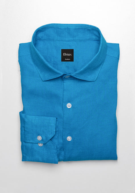 Electric Turquoise Irish Linen Shirt -Sale