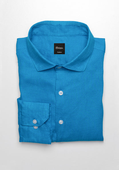 Electric Turquoise Irish Linen Shirt -Sale