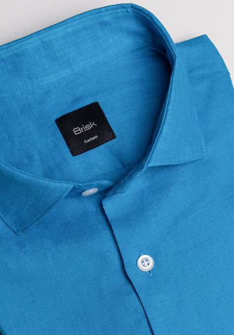 Electric Turquoise Irish Linen Shirt -Sale