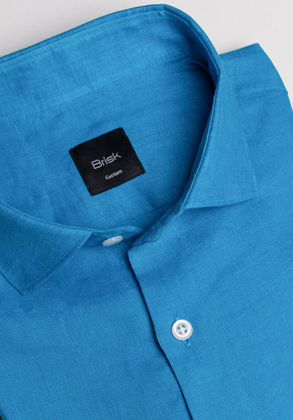 Electric Turquoise Irish Linen Shirt -Sale