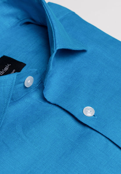 Electric Turquoise Irish Linen Shirt -Sale