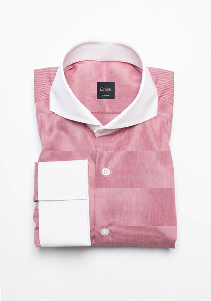 Red Poly Stretch Micro Houndstooth Shirt - Sale