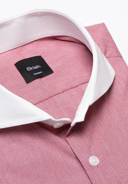 Red Poly Stretch Micro Houndstooth Shirt - Sale