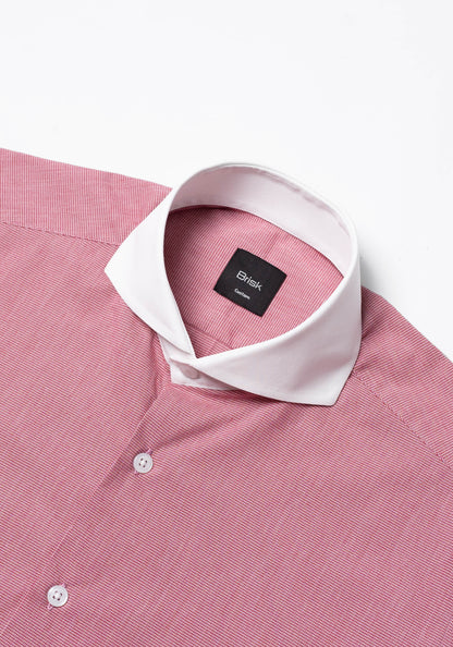 Red Poly Stretch Micro Houndstooth Shirt - Sale