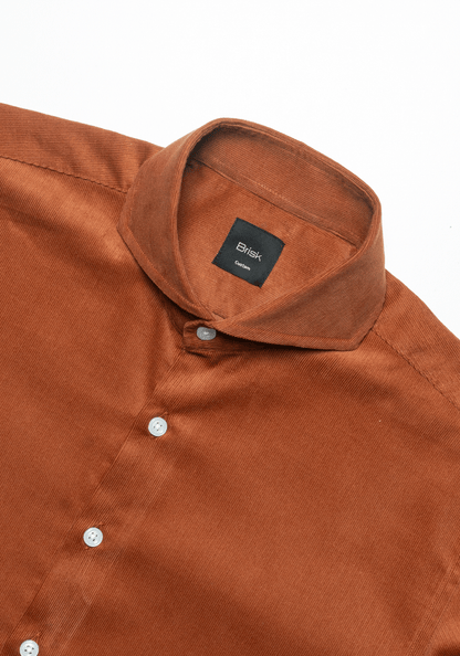 Rust Fine Wale Corduroy Shirt