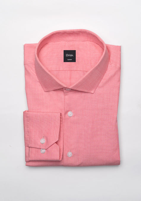 Salmon Pink End-On-End Shirt - Cut Away Classic Collar
