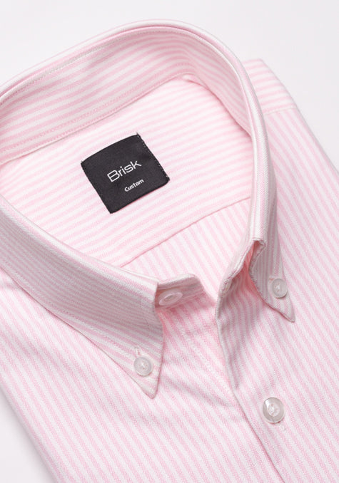 Soft Pink Crisp Oxford Stripes Shirt - Sale