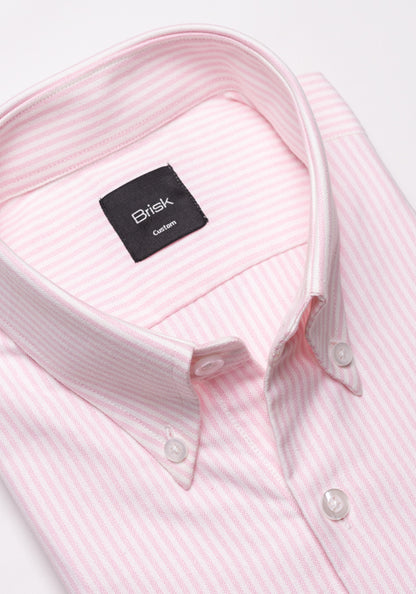 Soft Pink Crisp Oxford Stripes Shirt - Sale