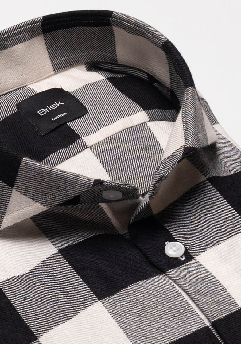 Soft Black Bold Boxes Flannel Shirt-1